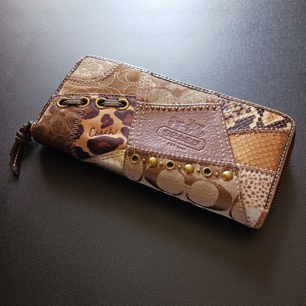 FINAL SALE! Coach Patchwork Animal Print Large Long Zip Wallet